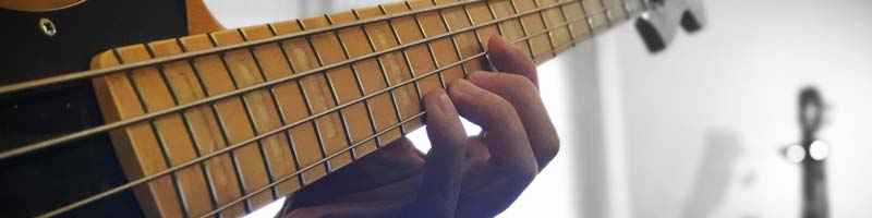 Mano sul manico del basso elettrico